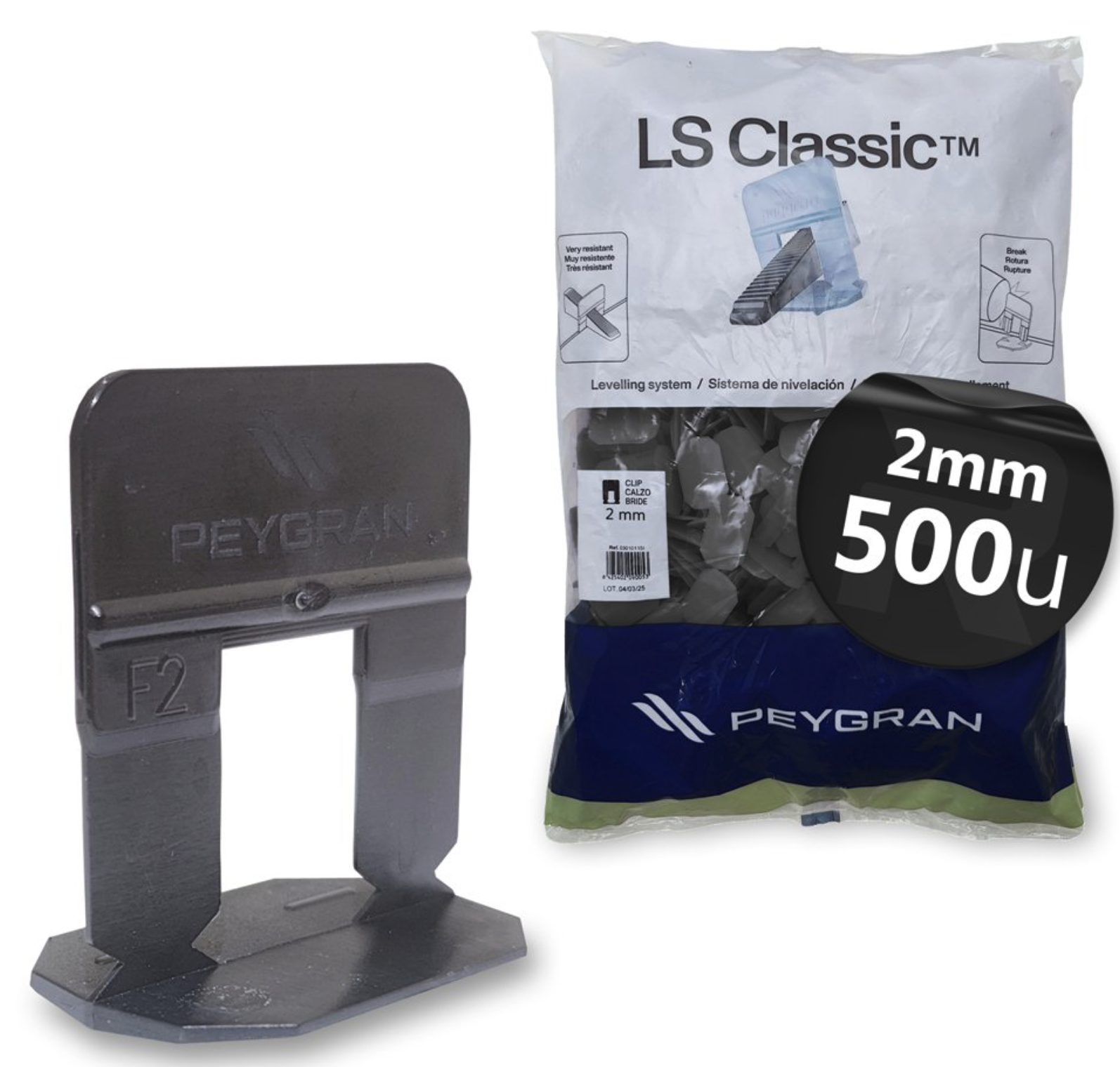 Peygran Classic 2mm clip and packaging bag (500 units)